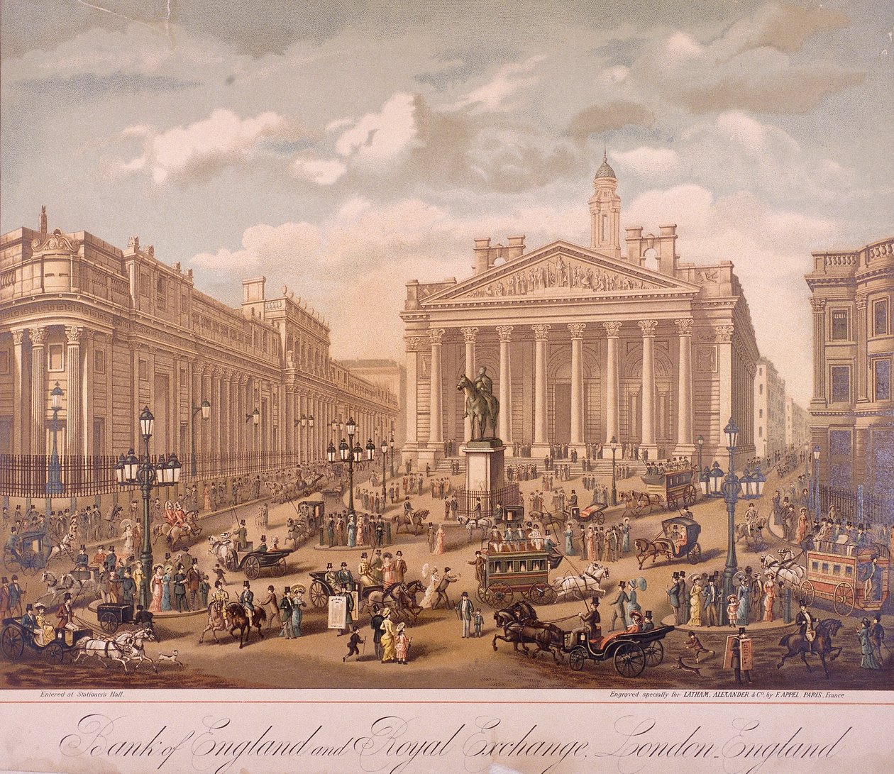 Bank of England und Royal Exchange, London, ca. 1860 von F Appel
