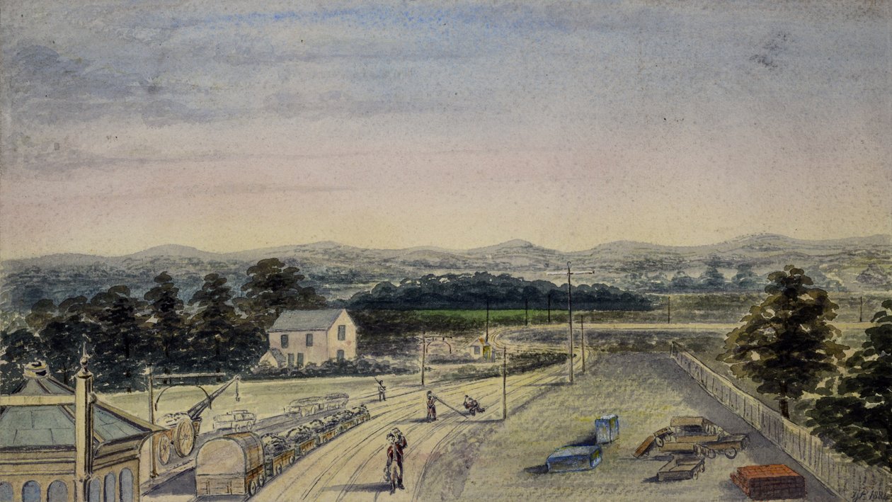 Blick von der Brücke am Bahnhof, Lingfield, Surrey in Richtung Crowhurst von F. J. P.