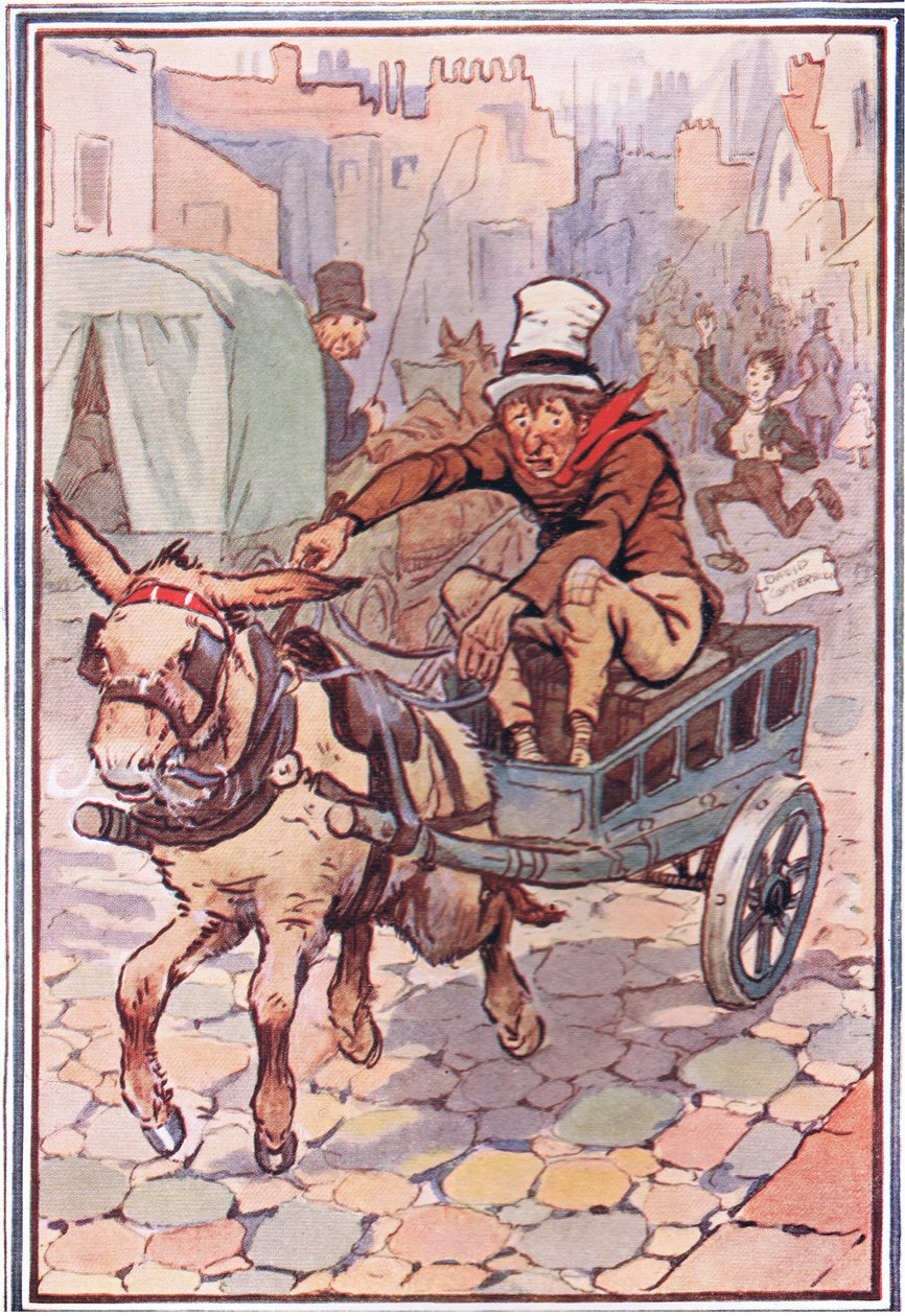 David rannte so schnell er konnte hinter ihm her, Illustration aus David Copperfield, 1914 von F. M. B. Blaikie