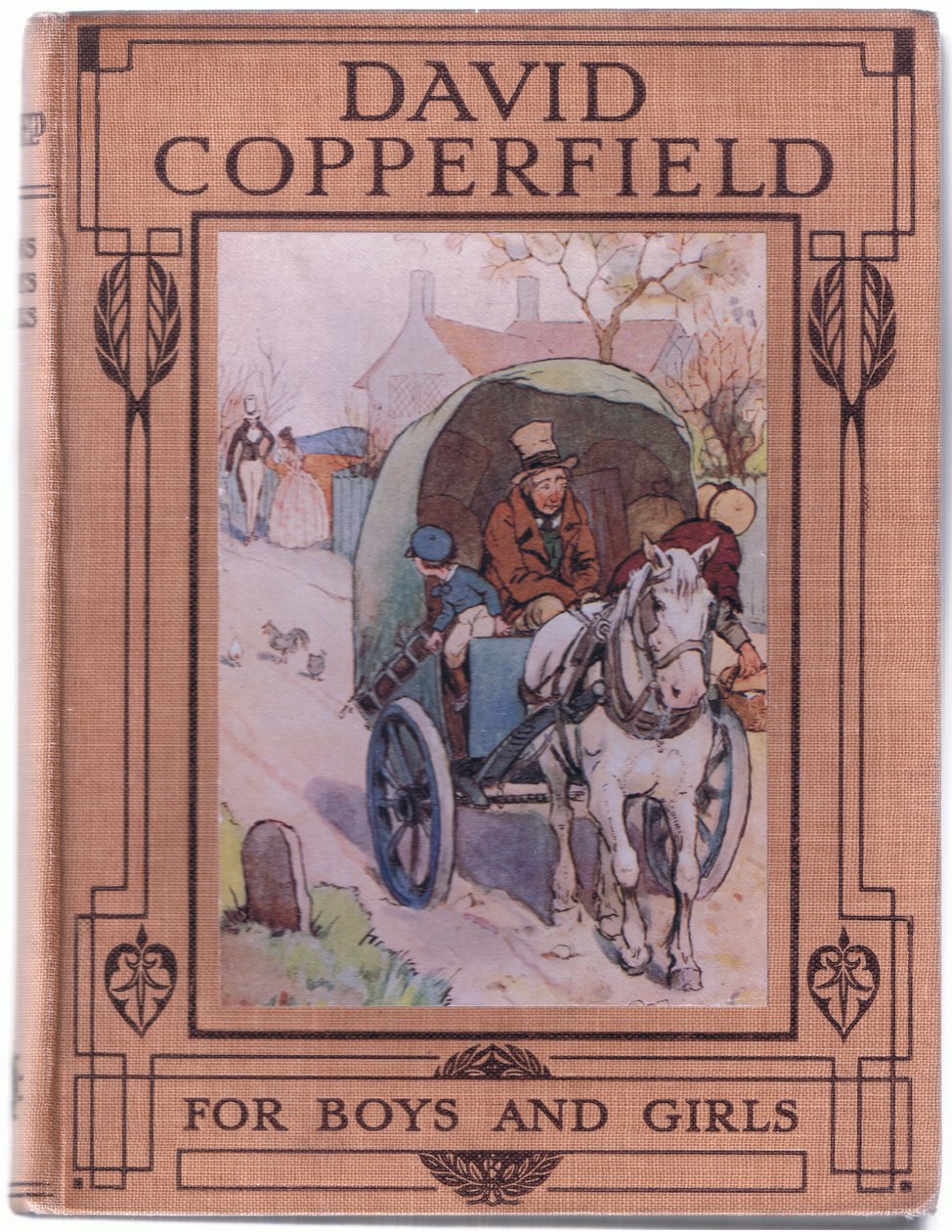 Vorderes Umschlagdesign, Illustration aus David Copperfield, 1914 von F. M. B. Blaikie