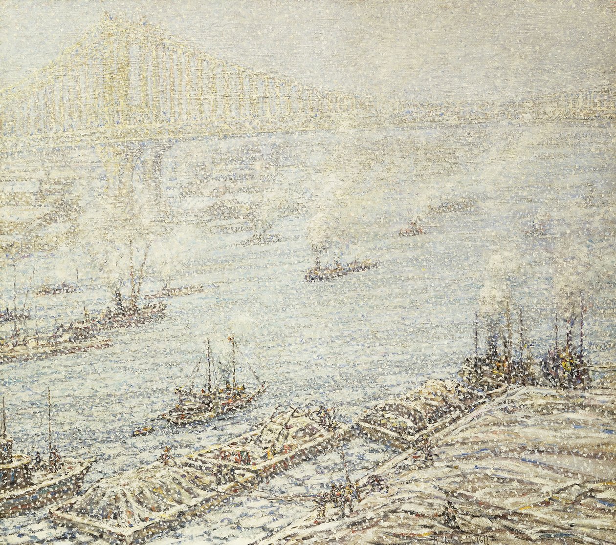 East River, New York, Winter, ca. 1915 von F. Usher de Voll