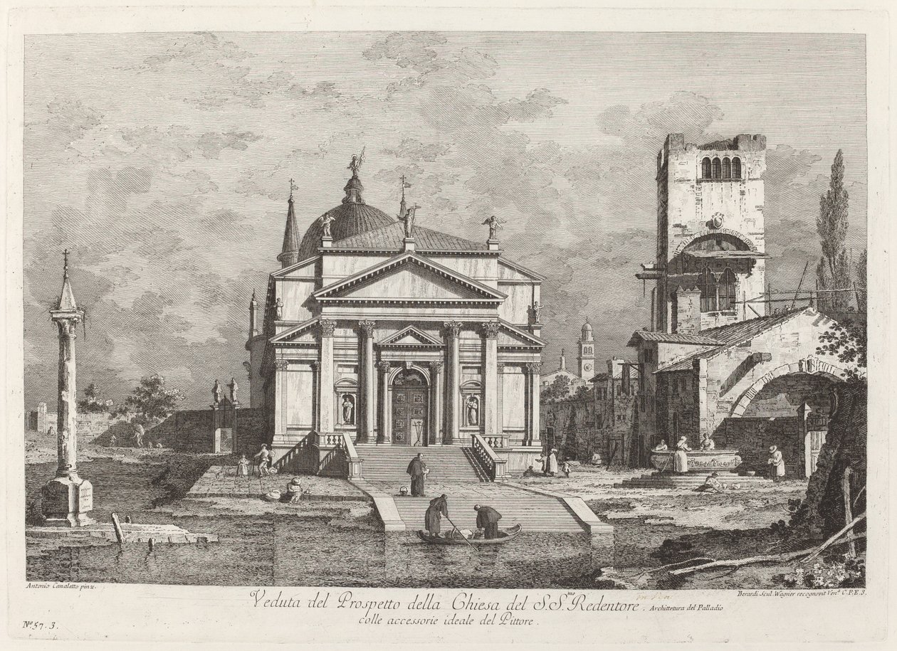 Ansicht der Fassade der Kirche des Heiligen Erlösers von Fabio Berardi after Canaletto