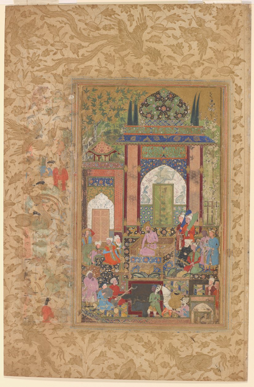Babur empfängt einen Höfling, um 1580-85 von Farrukh Beg