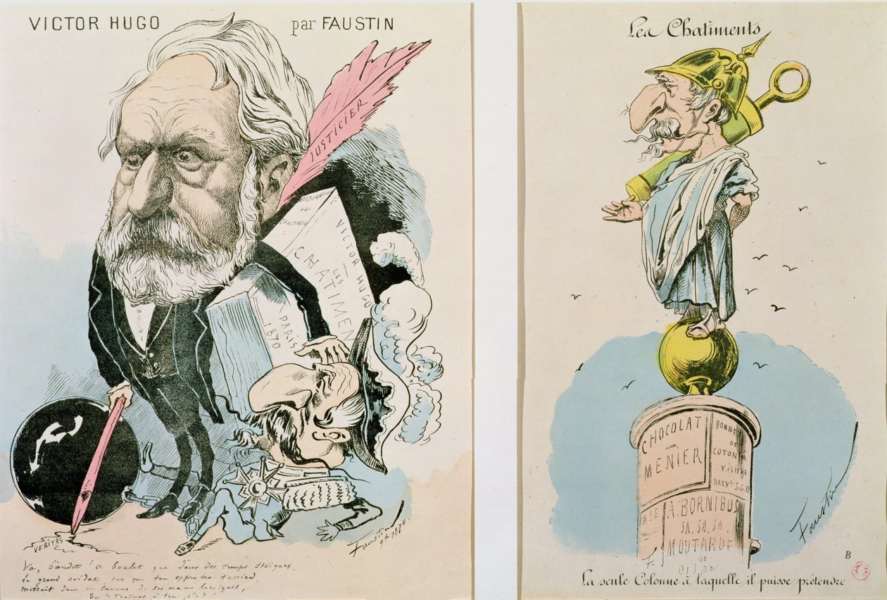 Karikaturen von Victor Hugo und Napoleon III, 1870 von Faustin