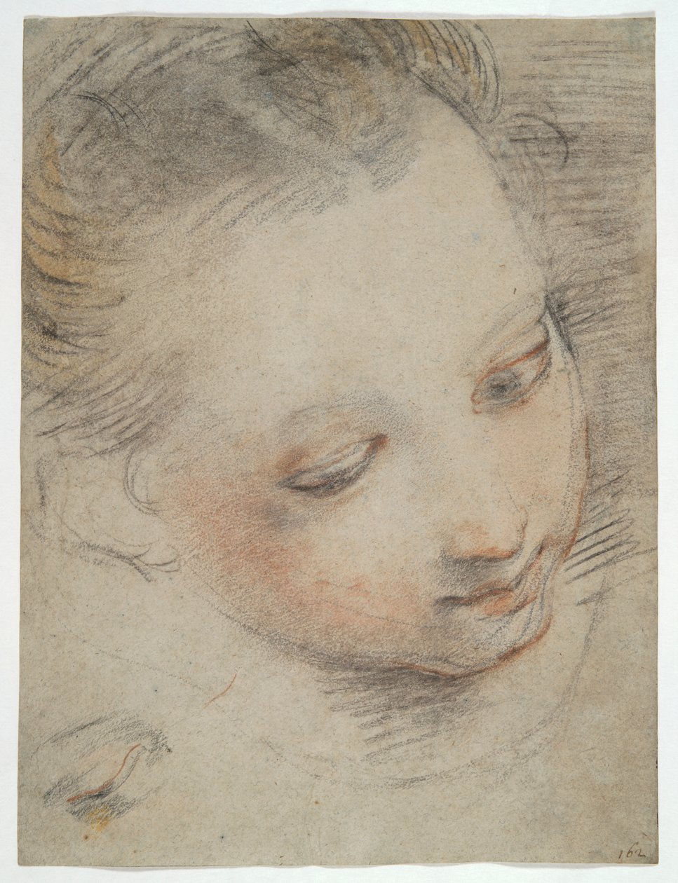 Kopf eines Mädchens, Studie für eine Figur im Altarbild Madonna del Popolo in den Uffizien von Federico Barocci