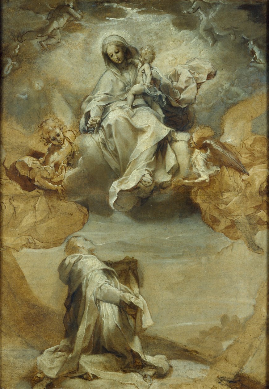 Der heilige Dominikus de Guzmán empfängt den Rosenkranz, um 1588 von Federico Barocci