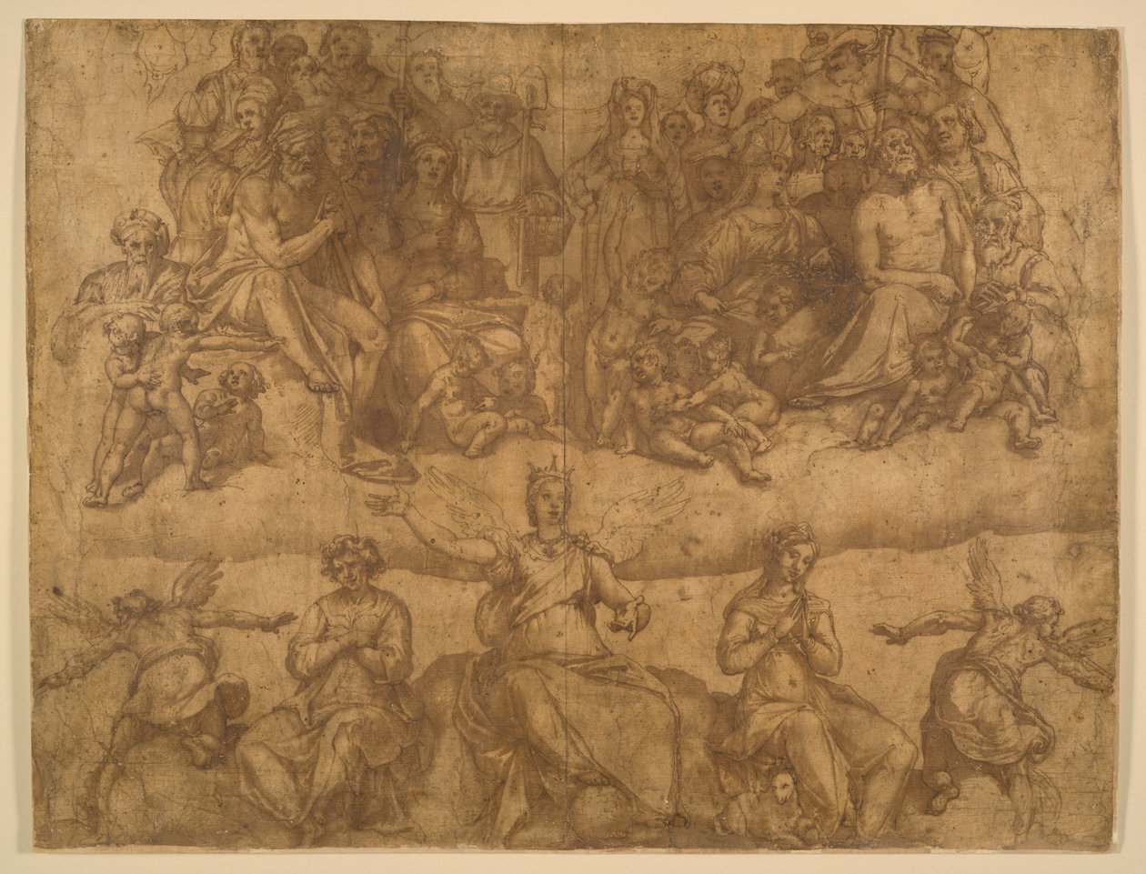 Erlöste Seelen und allegorische Figuren, Studie für das Jüngste Gericht Fresko in der Kuppel des Doms, Florenz von Federico Zuccaro