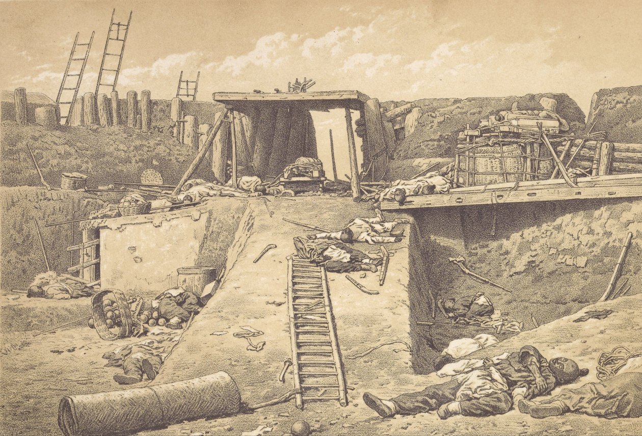 Inneres des Nordforts Taku, an der Ecke, wo die britischen Truppen eintraten von Felice Beato