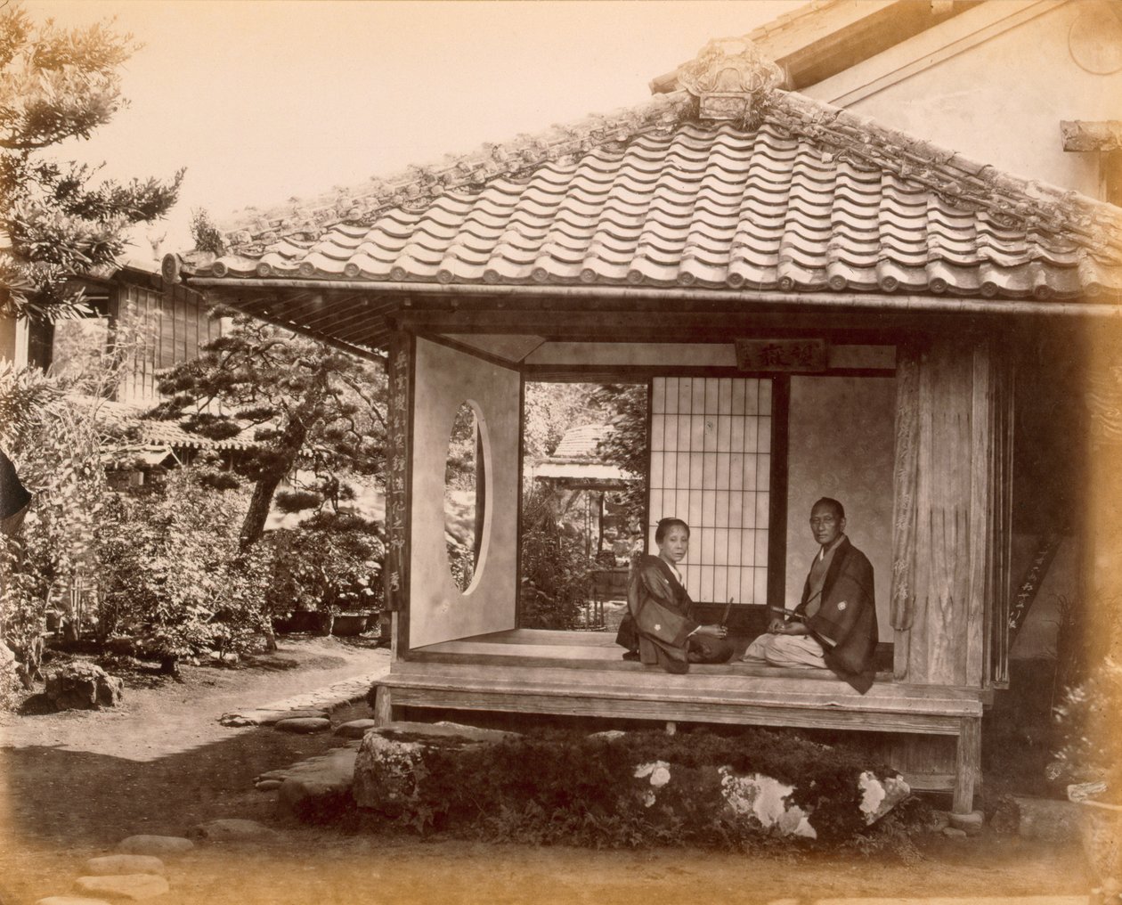 Tycoons Rastplatz auf der Tocaido Hasa, 1868 von Felice Beato