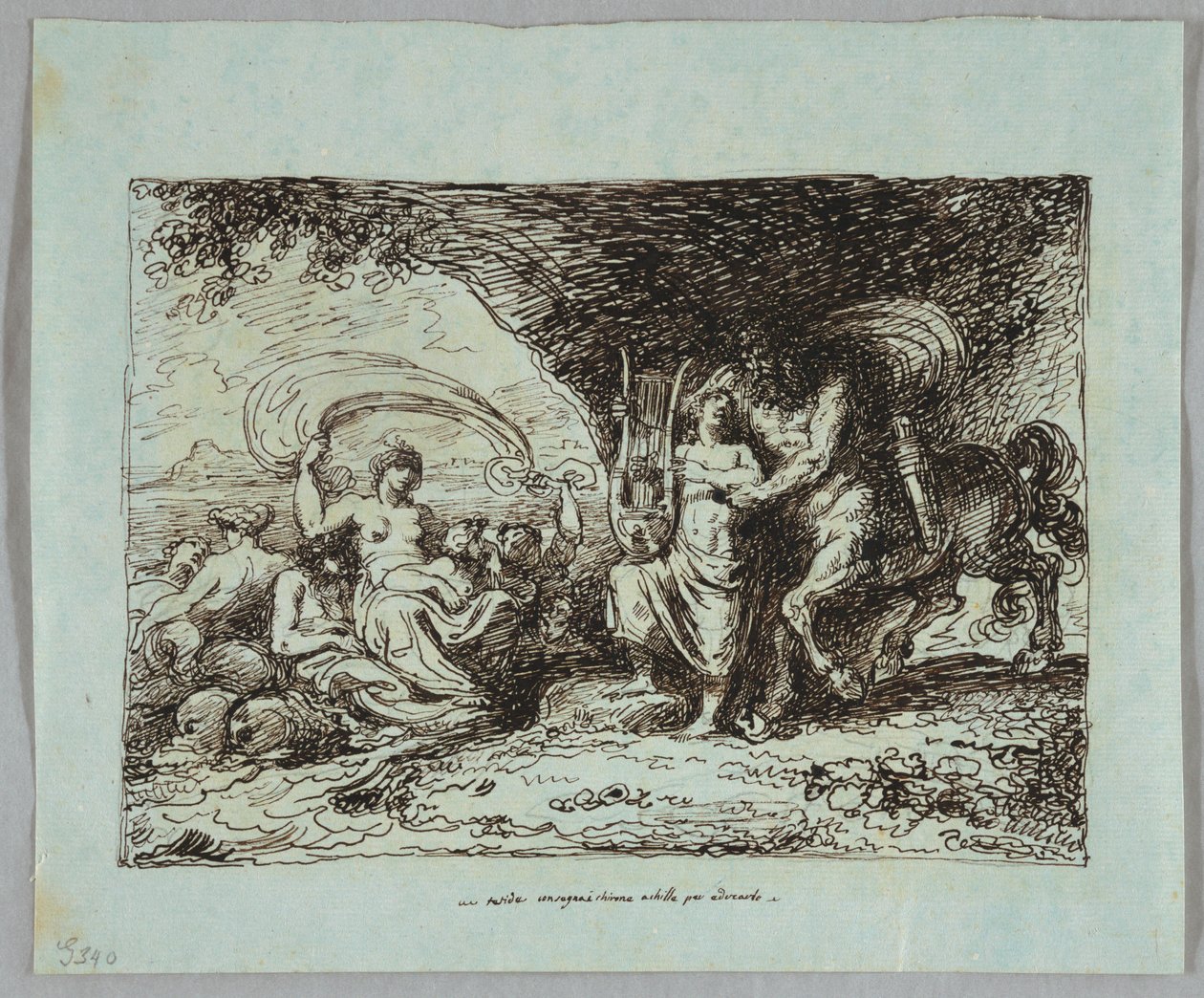 Achilles wird vom Zentaur Chiron im Spielen der Lyra unterrichtet von Felice Giani
