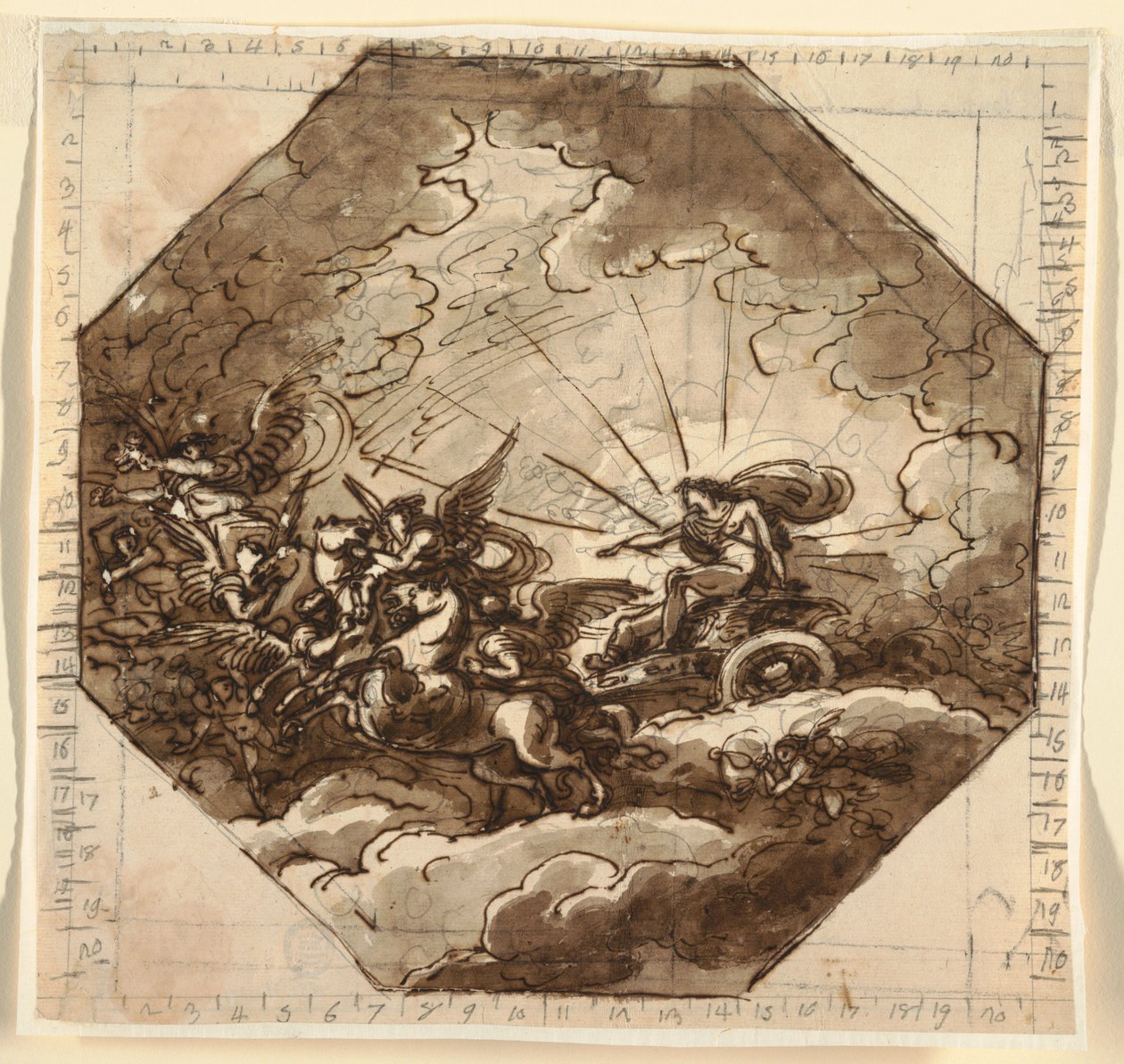 Apollon in seinem Wagen mit Aurora, Sala Ottogonale, Palazzo Milzetti, Faenza von Felice Giani