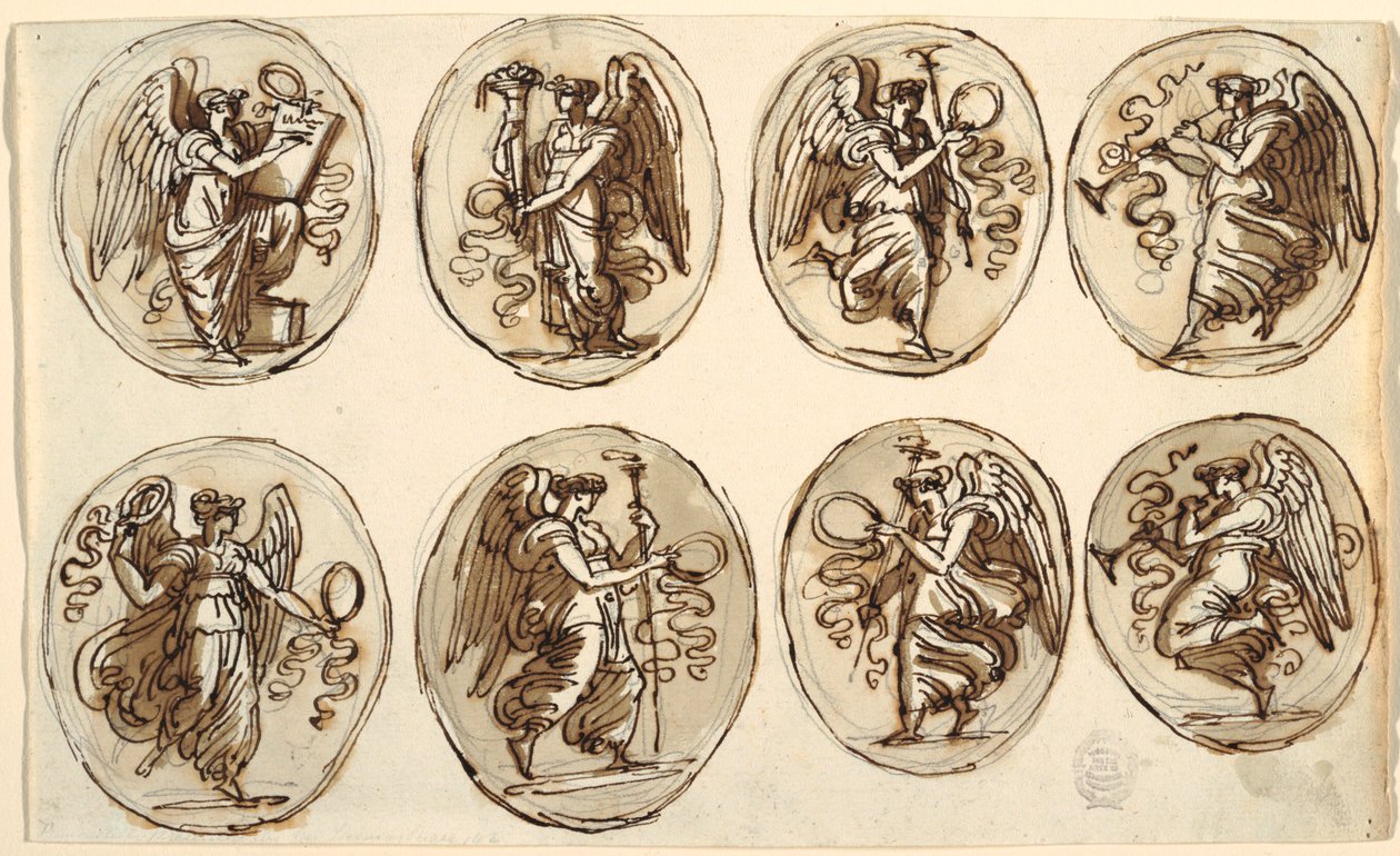 Deckengestaltung, Geschichte, Überfluss in sechs Ovalen, Sala di Ercole ed Ebe, Palazzo Gessi, Faenza von Felice Giani