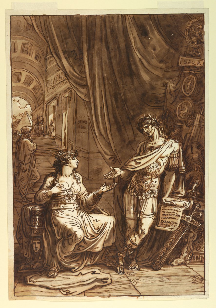 Zeichnung, Kleopatra fleht O an, ca. 1820 von Felice Giani