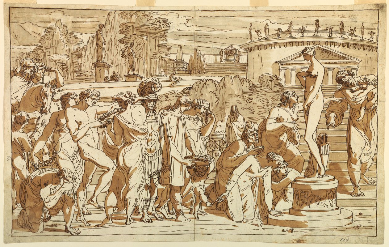 Anbetung der Venus in einer klassischen Landschaft, ca. 1820 von Felice Giani