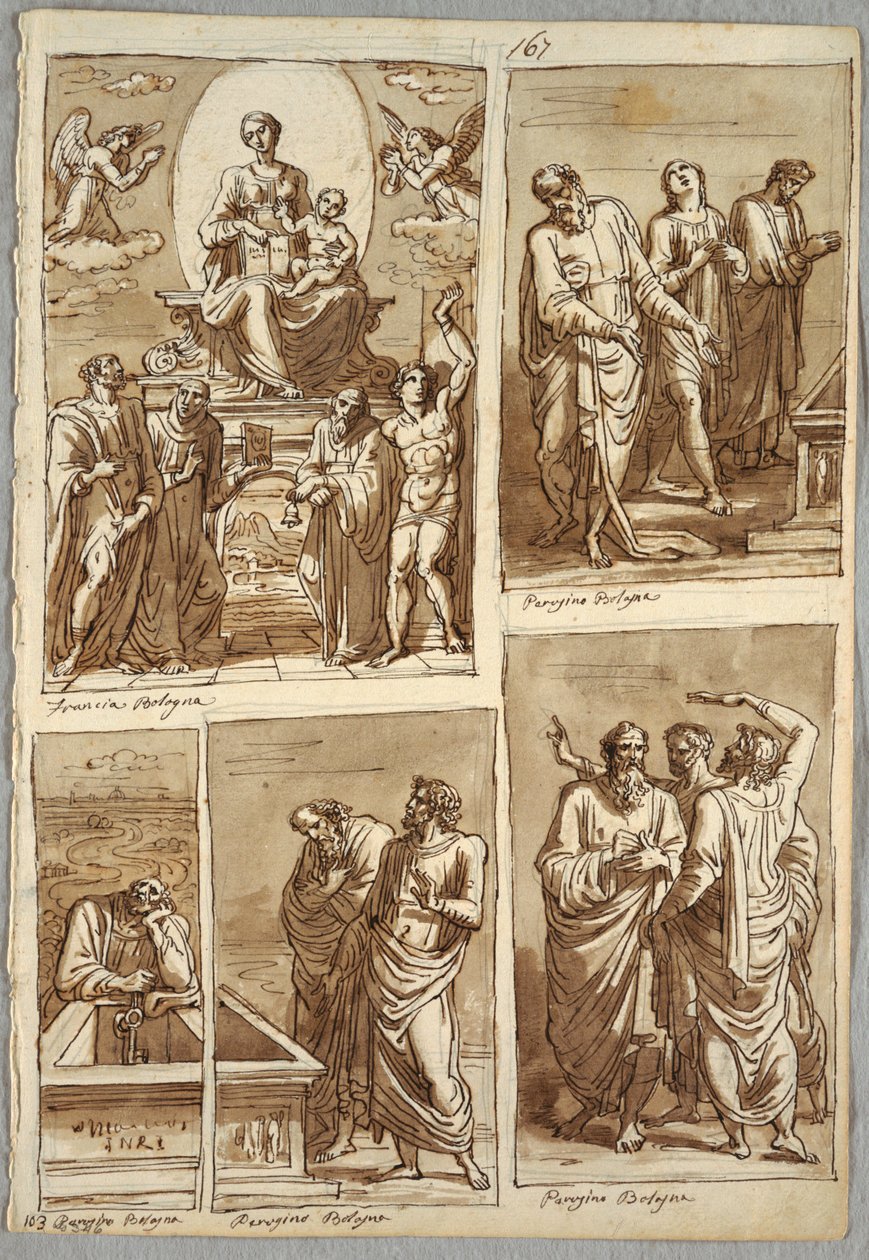 Vier Studien von Werken von Perugino und Francia von Felice Giani