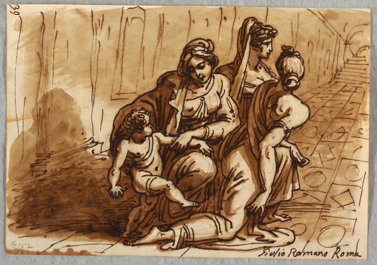 Gruppe von Figuren, Studie der Spende, nach Giulio Romano von Felice Giani