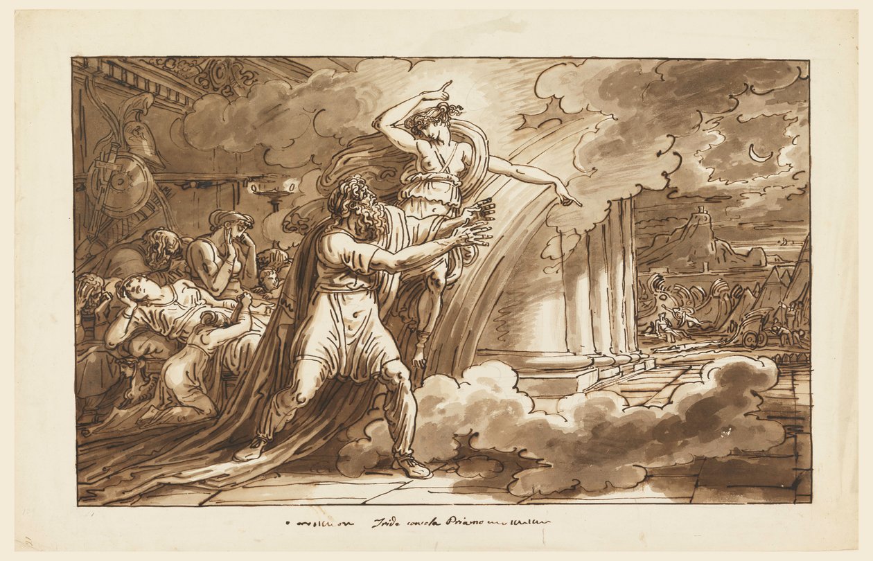 Iris ermutigt Priamos, den Körper von Hektor von Achilles zu erbitten von Felice Giani