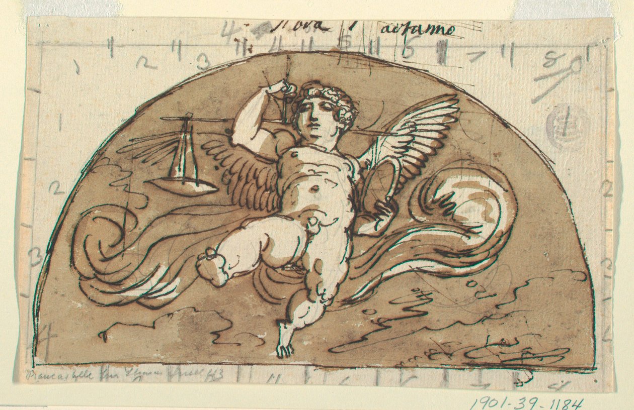 Waage, Lunette für die Decke, Sala Ottagonale, Palazzo Milzetti, Faenza von Felice Giani