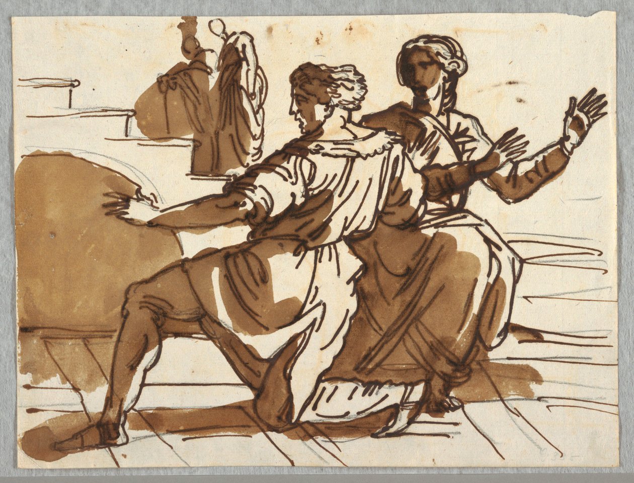 Mann und Frau, Cartoon für "Tod des Ananias" nach Raphael Sanzio von Felice Giani