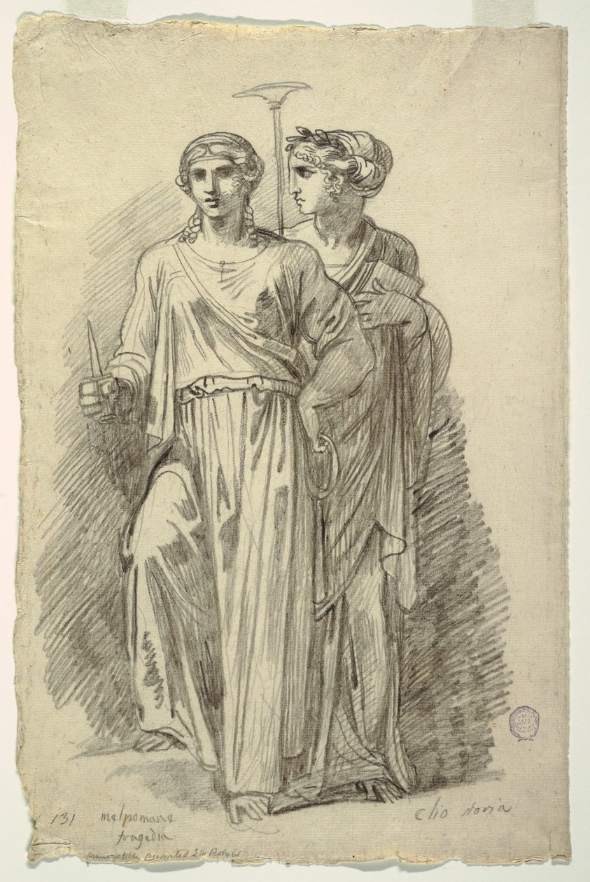 Melpomene, Muse der Tragödie und Clio, Muse der Geschichte von Felice Giani