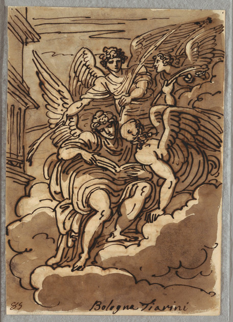 St. Paul in den Wolken mit Engeln und Palmen von Felice Giani