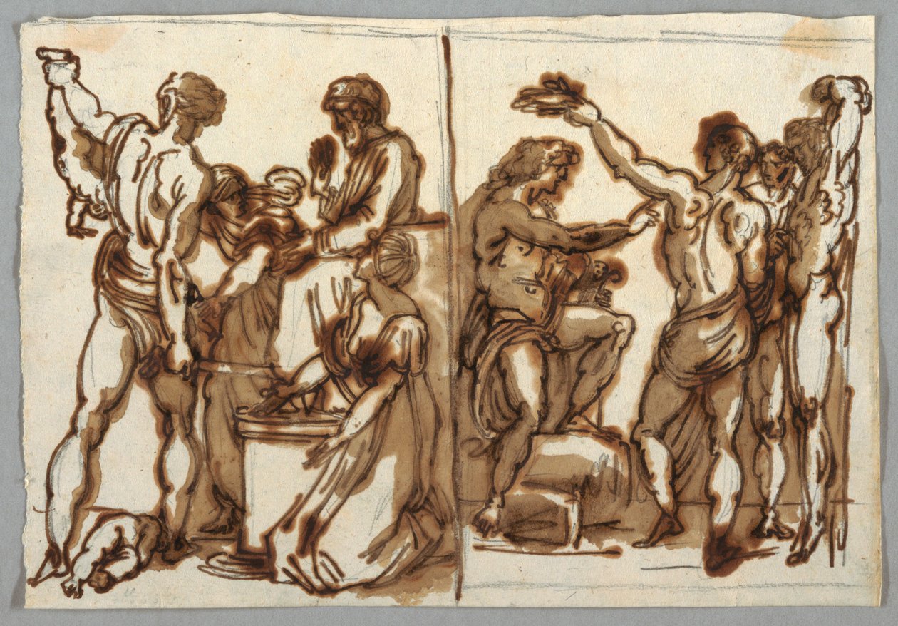 Das Urteil Salomos; Die Häutung des Marsyas von Felice Giani