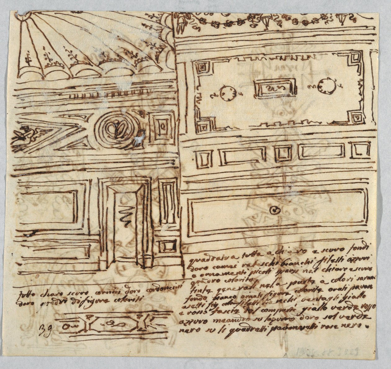 Drei Studien von Wandspiegeln von Felice Giani
