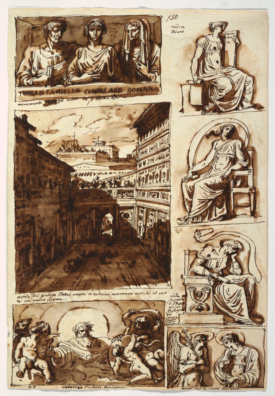 Verschiedene Kunstwerke. Der Hof des Palazzo Mattei in Rom von Felice Giani
