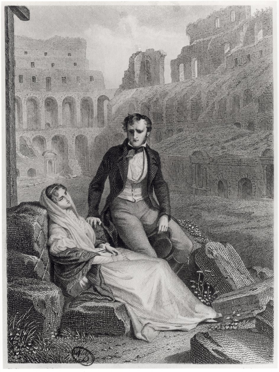 Francois Rene (1768-1848) Vicomte de Chateaubriand und Pauline de Beaumont in den Ruinen des Kolosseums, Illustration aus 
