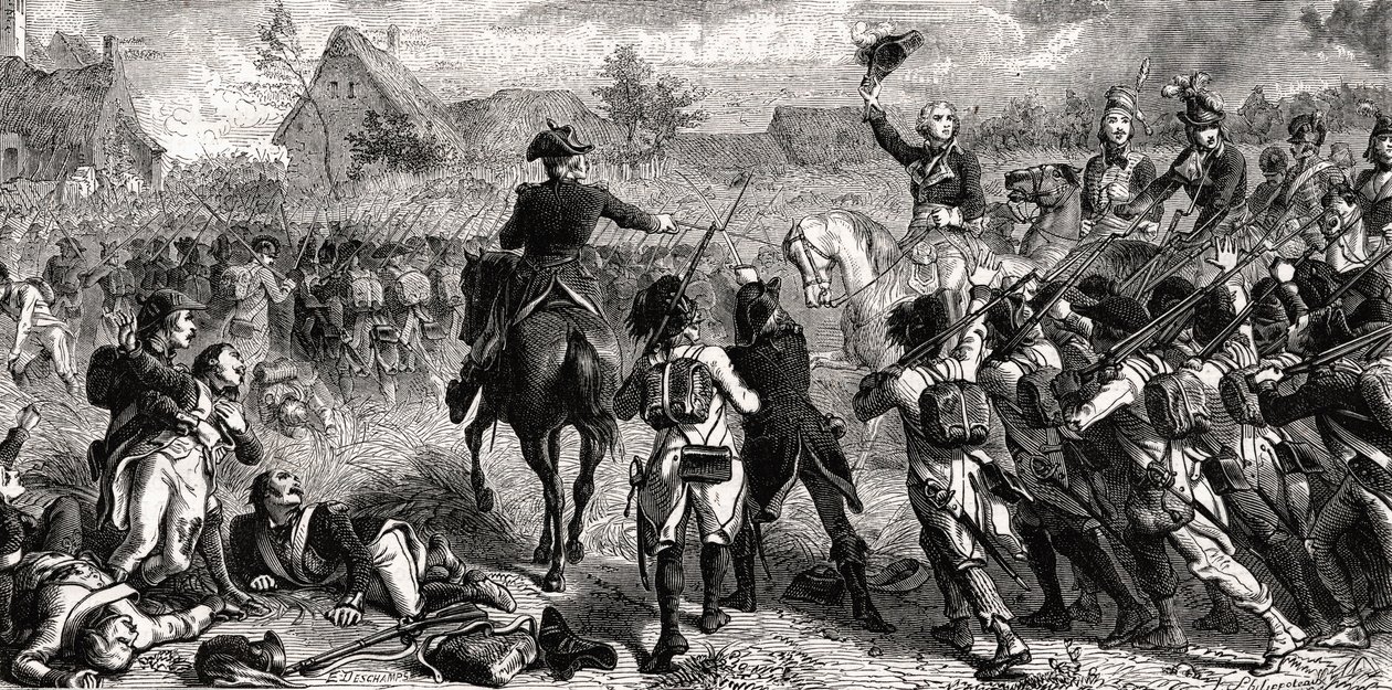 Die Schlacht von Fleurus, 26. Juni 1794, graviert von Emile Deschamps von Felix Philippoteaux