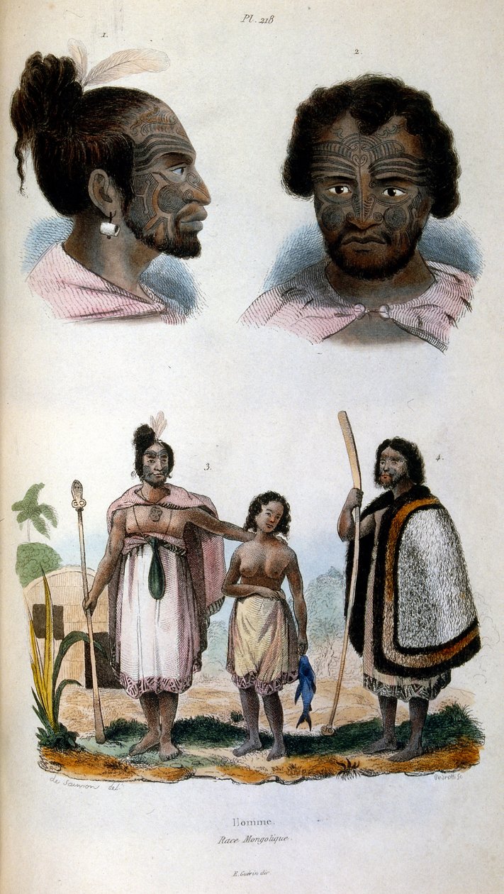 Anthropologische Illustration der Maori-Rasse von Felix-Edouard Guerin