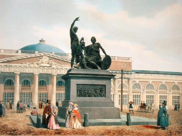 Das Minin-und-Poscharski-Denkmal in Moskau, 1840er Jahre von Felix Benoist
