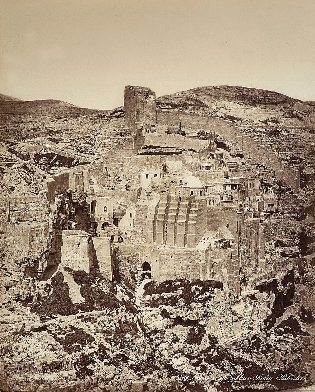 Blick auf das Mar Saba Kloster, in Israel von Félix Bonfils