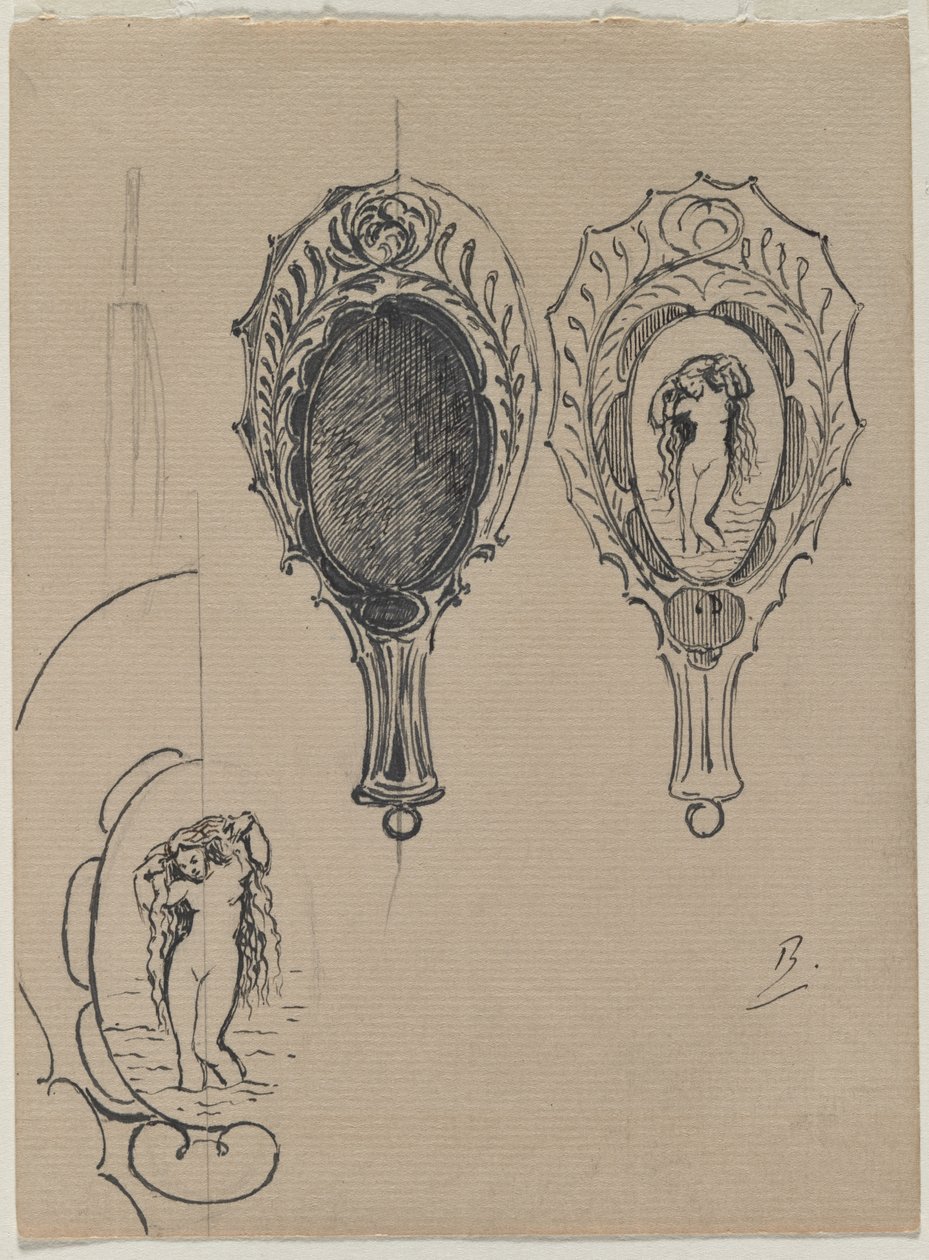 Entwurf für einen Handspiegel, ca. 1900-1902 von Felix Bracquemond