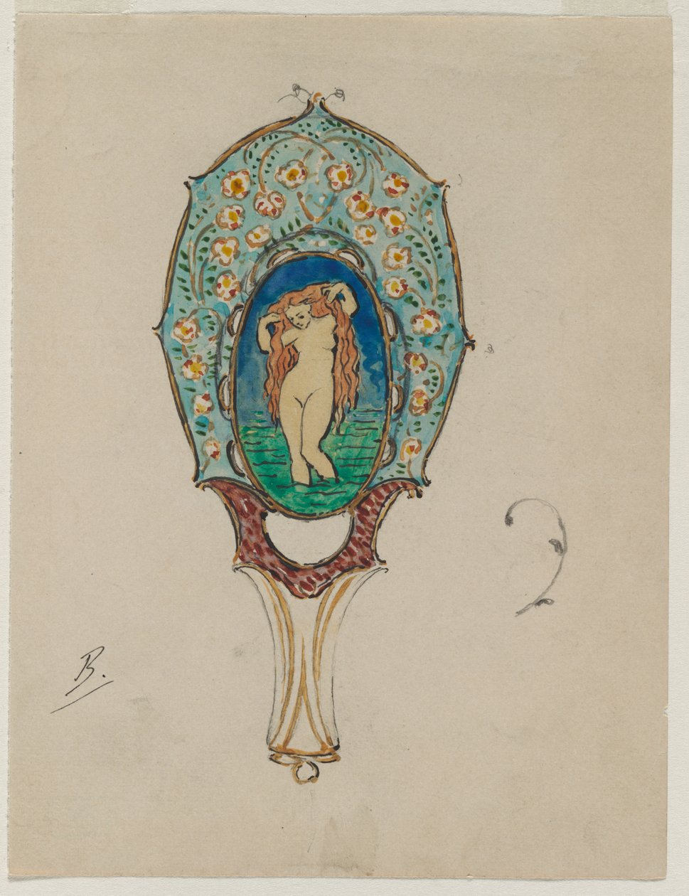 Entwurf für einen Handspiegel, um 1900-1902 von Felix Bracquemond