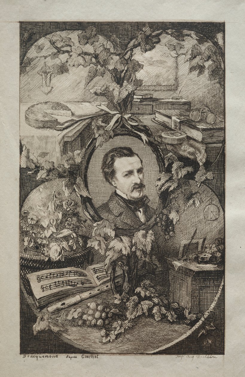 Frontispiz für Neue Werke von Champfleury, Die Freunde der Natur: Porträt von Champfleury, 1859 von Felix Bracquemond