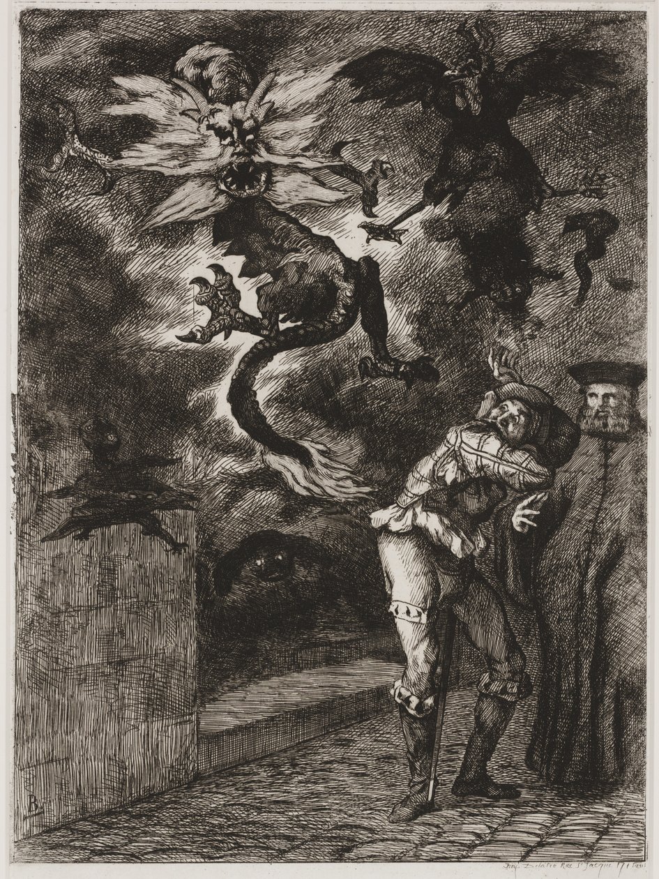 Panurge verlässt das Haus von Raminagrobis von Felix Bracquemond