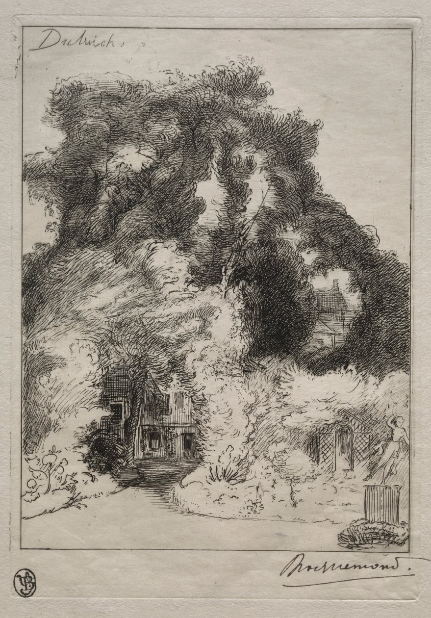 Der Garten des Gasthofs in Dulwich, um 1870 von Felix Bracquemond