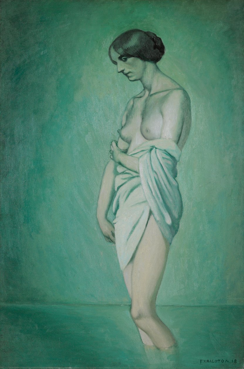 Badende im Profil, Effekt von Grün und Rosa, 1918 von Felix Edouard Vallotton
