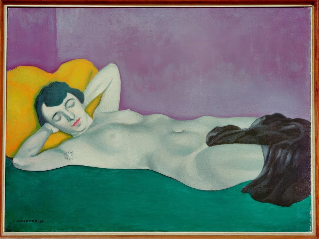 Schlafende Frau auf grünem Teppich von Felix Edouard Vallotton