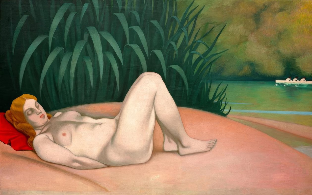 Nackte Frau, die am Wasser schläft von Felix Edouard Vallotton