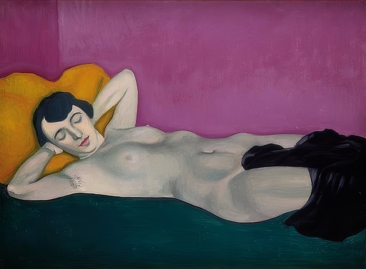 Liegende Frau vor violettem Grund von Felix Edouard Vallotton