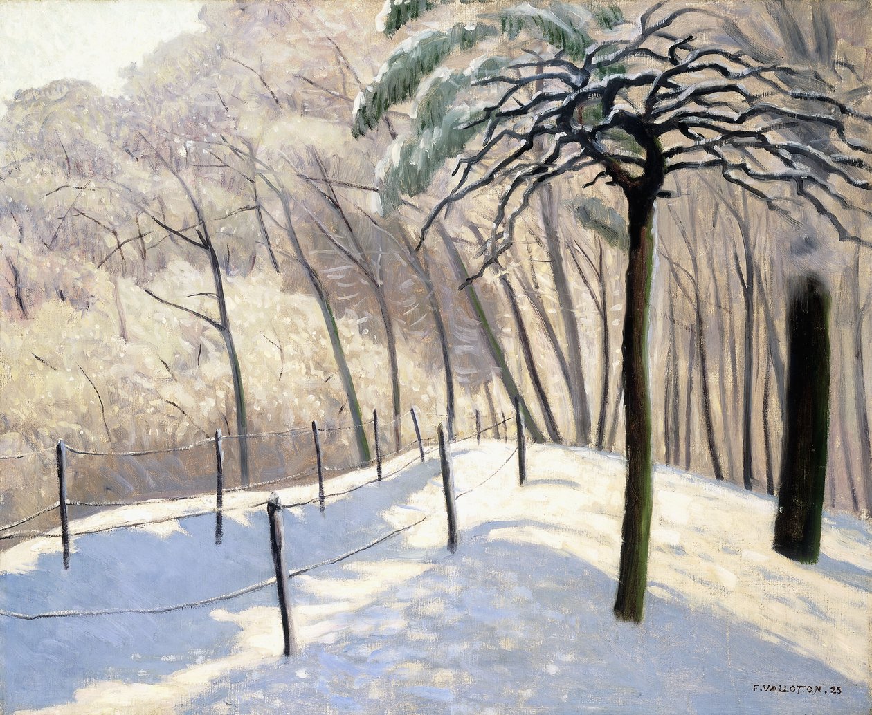 Schneelandschaft im Bois de Boulogne; Paysage de neige au Bois de Boulogne, 1905 von Felix Edouard Vallotton