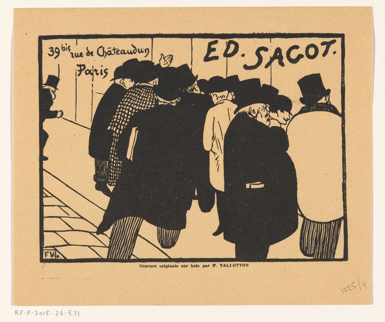 Visitenkarte des Druckhändlers Edmond Sagot in Paris von Felix Edouard Vallotton