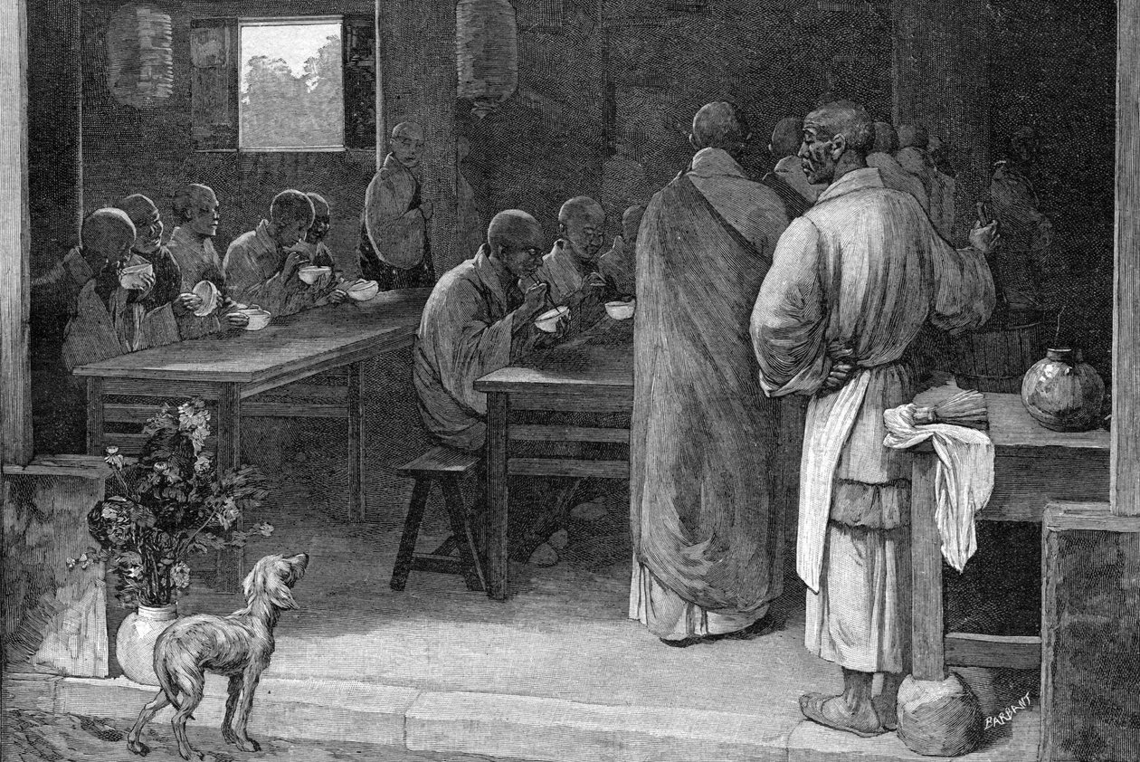 Refektorium in einem buddhistischen Kloster von Felix Elie Regamey