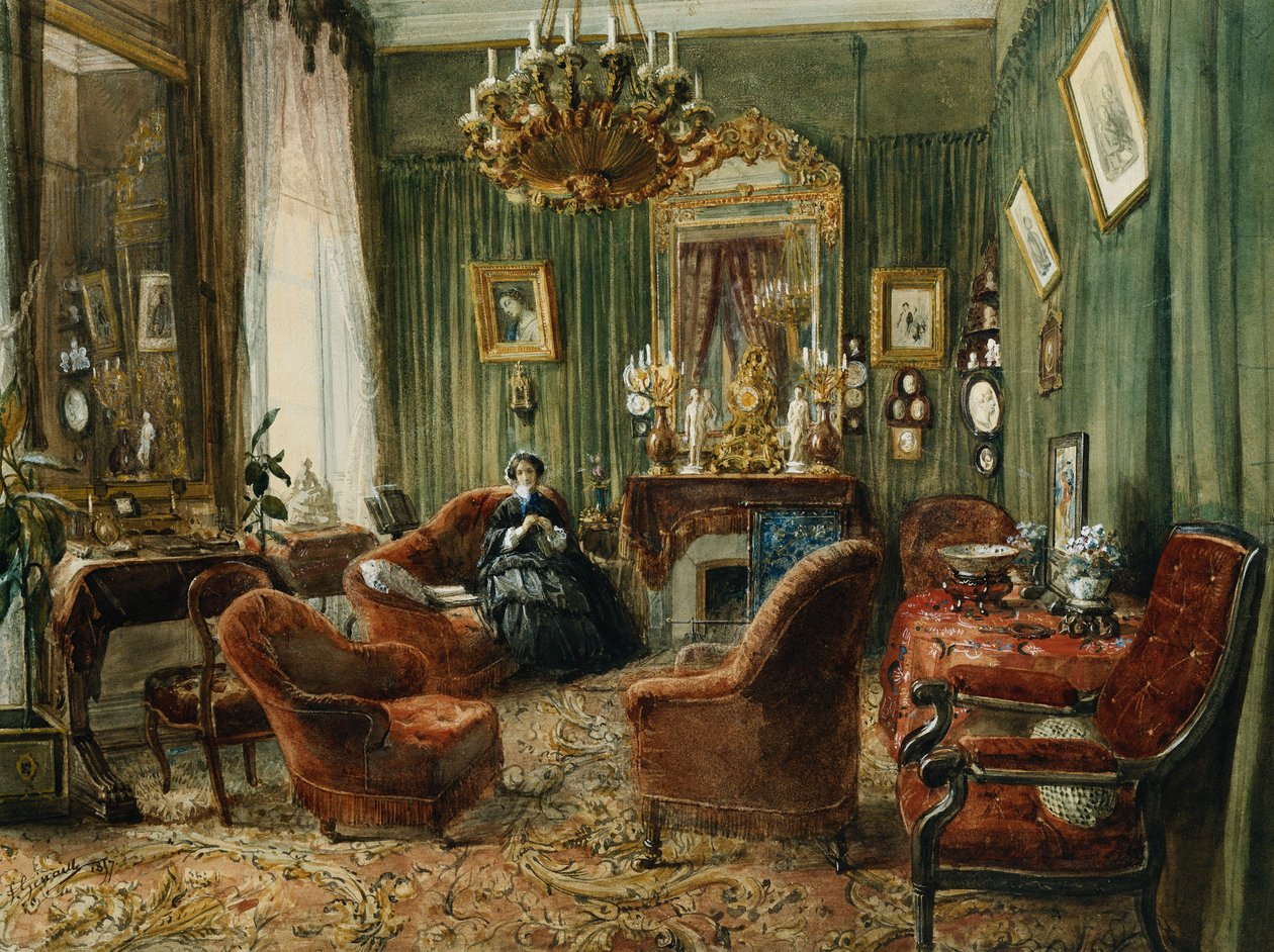 Ansicht des Salons der Gräfin von Salverte von Felix Francois Barthelemy Genaille