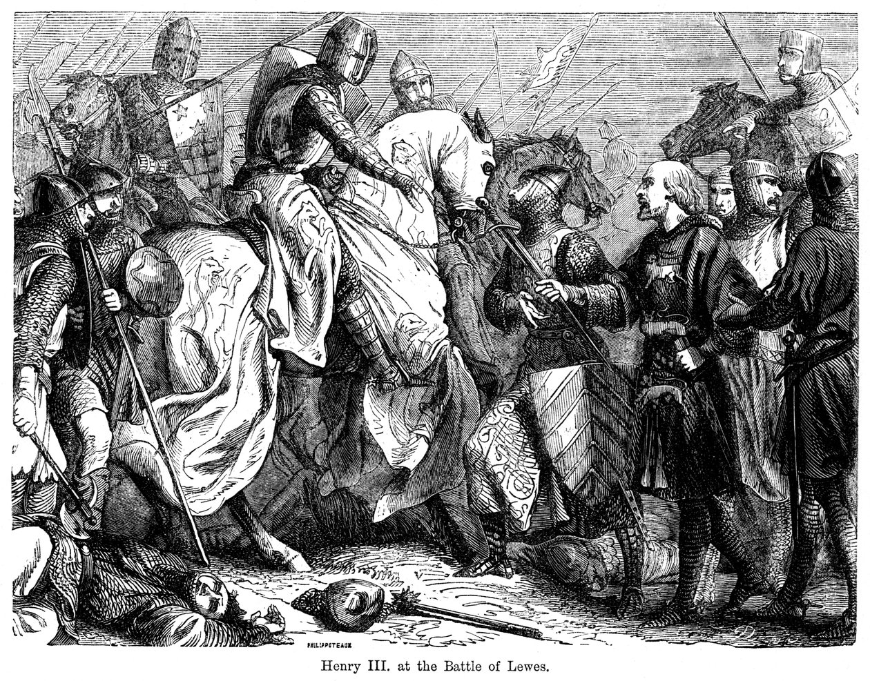 Heinrich III. in der Schlacht von Lewes, 14. Mai 1264 von Felix Henri Emmanuel Philippoteaux