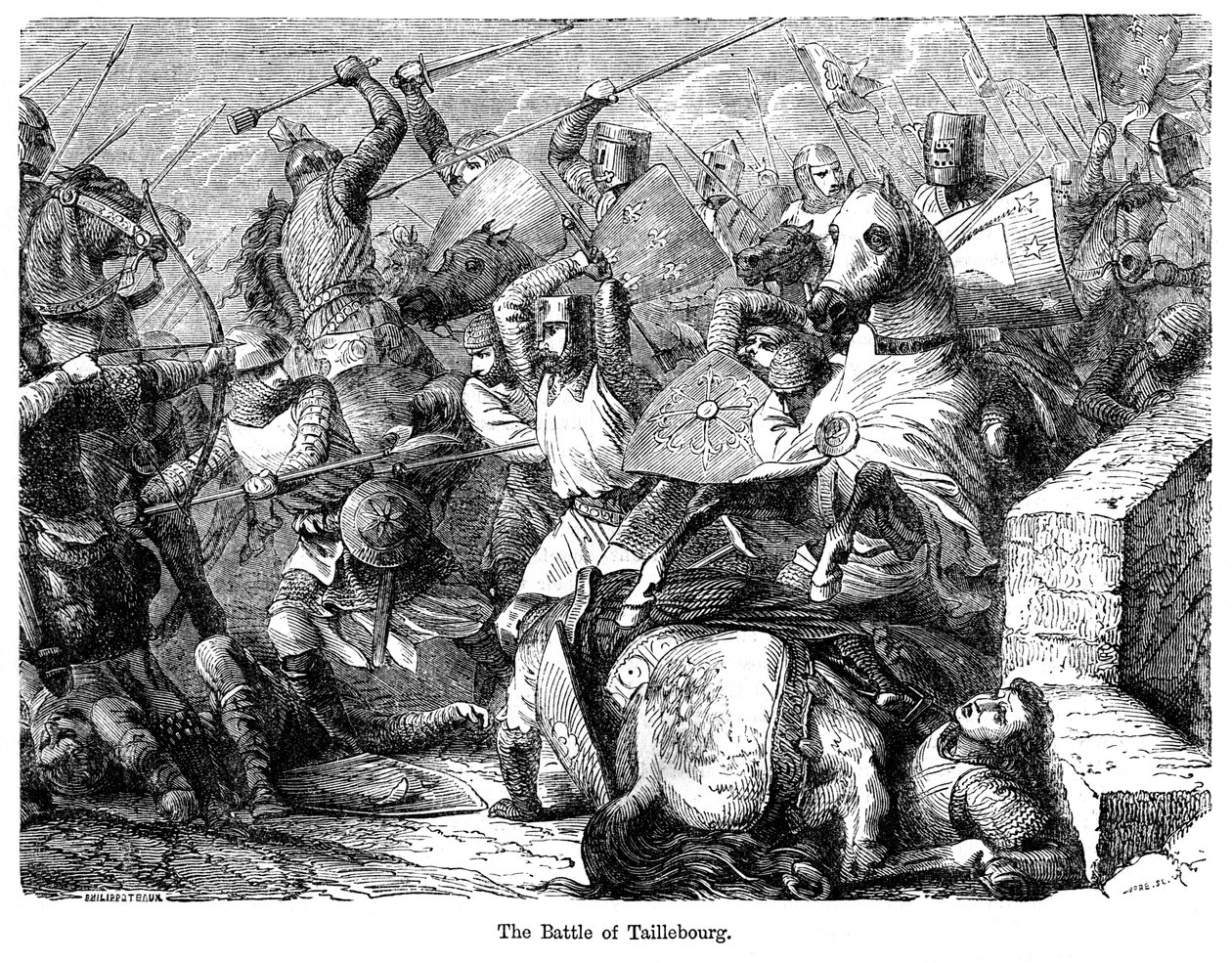 Die Schlacht von Taillebourg, Frankreich, 1242 von Felix Henri Emmanuel Philippoteaux