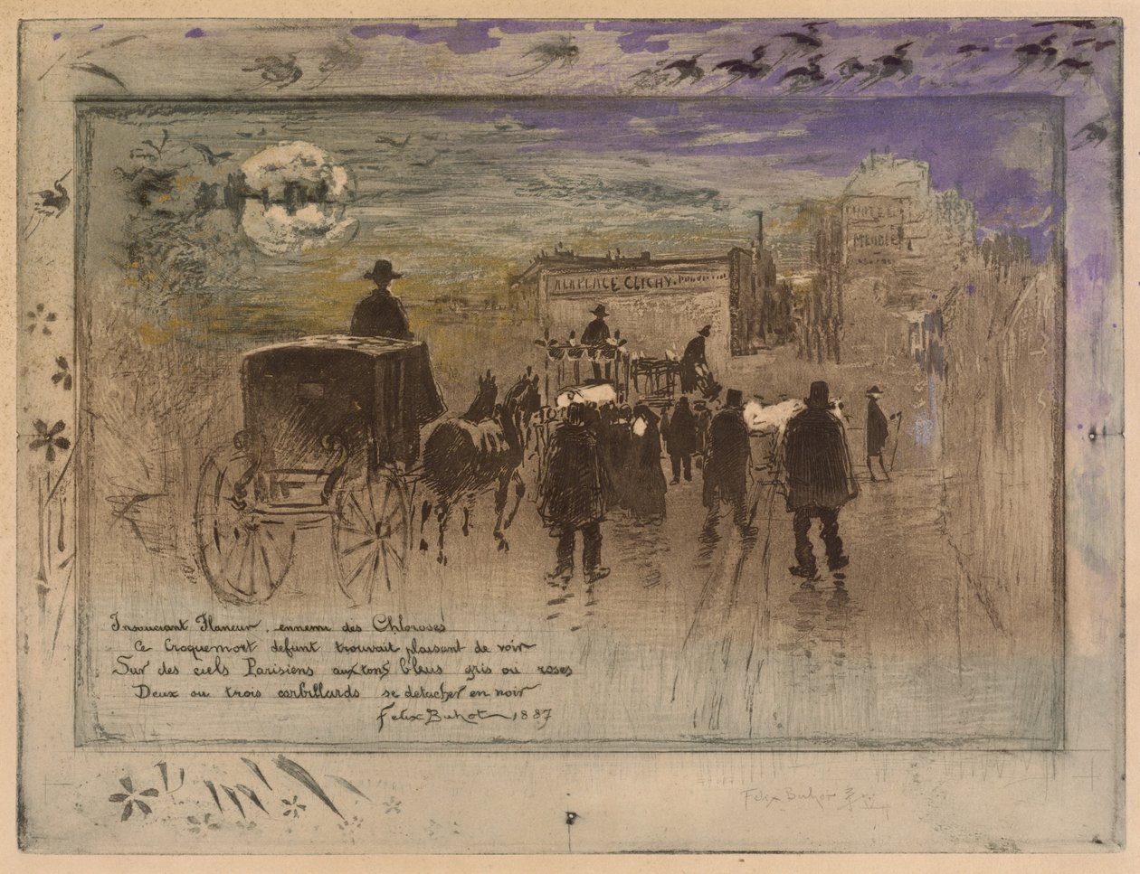 Begräbnisprozession auf dem Boulevard de Clichy von Felix Hilaire Buhot