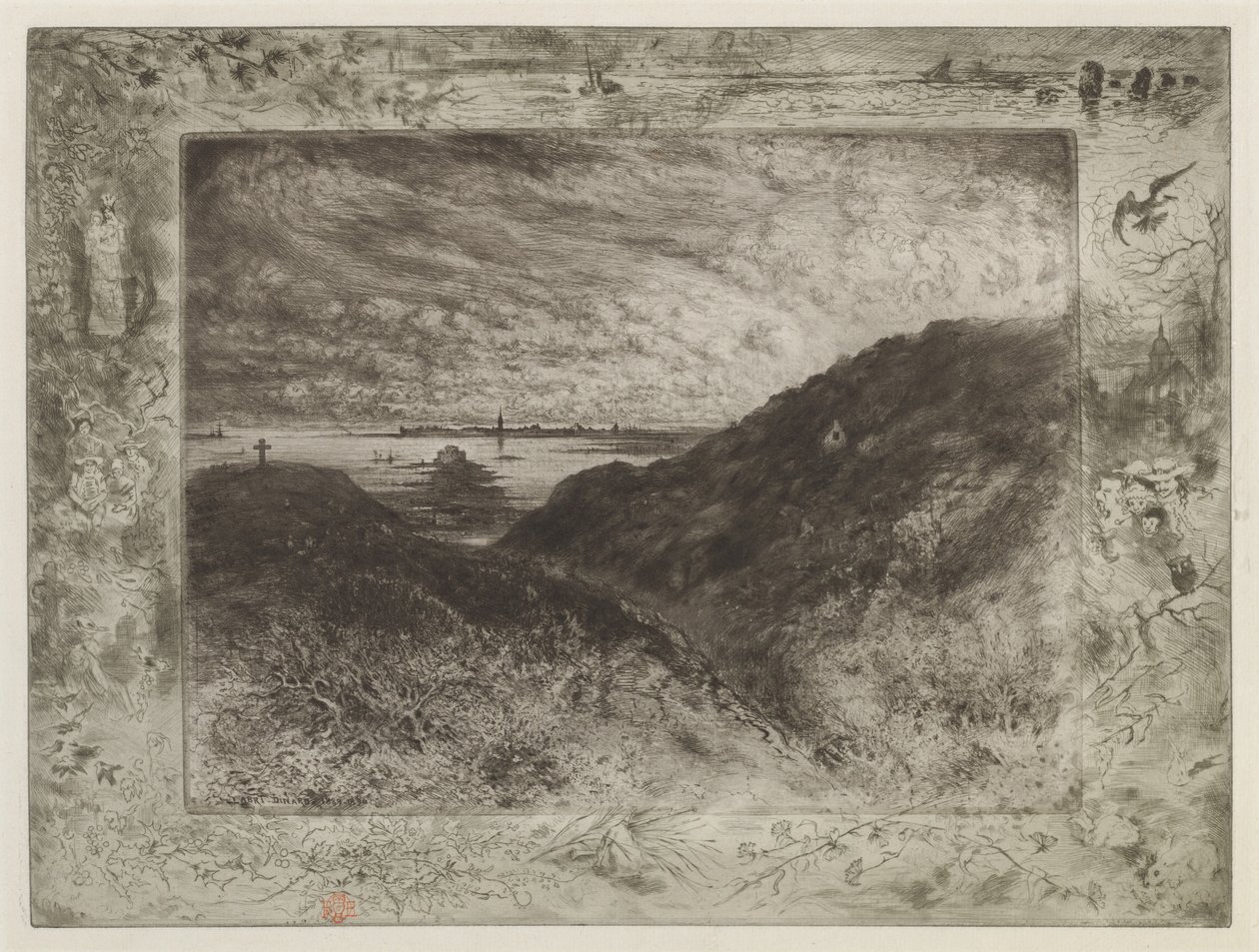 Die Klippe: Bucht von Saint-Malo (La Falaise: Baie de Saint-Malo) von Felix Hilaire Buhot